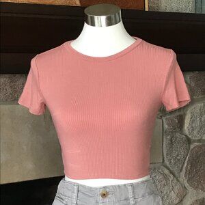 'Garage' Pink Cropped T-Shirt - Size Small